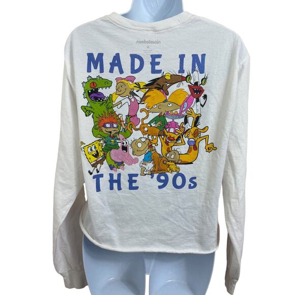 Nickelodeon Crop Shirt Sz M Made In The 90's White Sponge Bob Rugrats Tee Top - Picture 1 of 7